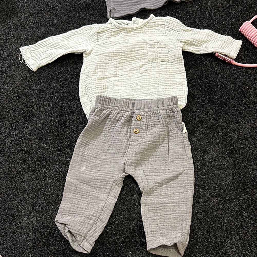 Light Green and‎ Gray Baby Outfit
